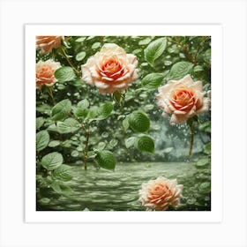 Roses In The Water Art Print