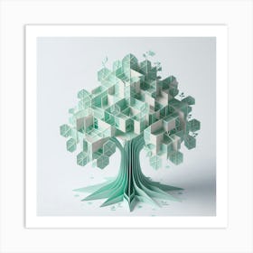 Minimalist origami tree 2 Art Print