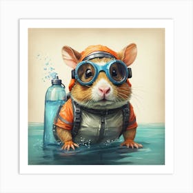 Scuba Diving Hamster Art Print