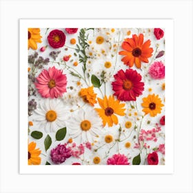 Flower Arrangement On White Background Art Print