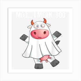 Moo I Mean Boo Pumpkin Moon Ghost Cow Halloween Art Print