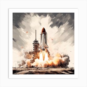 Space Shuttle Launch Reimagined Sketch 3 Art Print