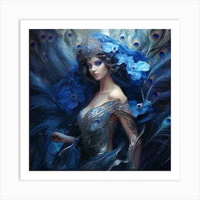 Blue Peacock 1 Art Print