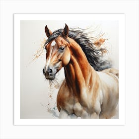 Horse Watercolor Painting Art Print