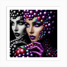 Two Women With Colorful Makeup Art Print