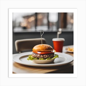 Burger On A Plate 5 Art Print