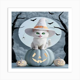 Witch On A Pumpkin Art Print