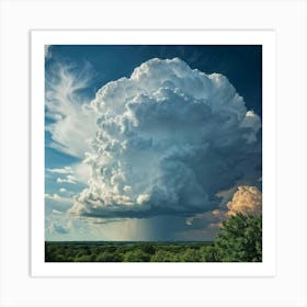 Cumulus Clouds Billowing High In An Overcast Sky Nature Landscape Bathed In Spring Air Sunlight Pi (3) Art Print