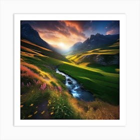 Sunset In The Mountains 86 Art Print