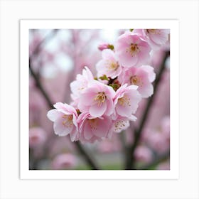 A Delicate Cherry Blossom Tree In Full Bloom During Spring Art Print