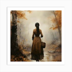 Girl In The Woods Art Print