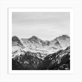 Swiss Alps In Black And White Art Print