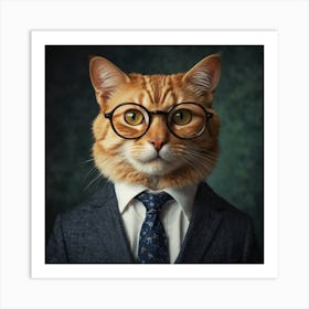 Cat In Business Suit Art Print