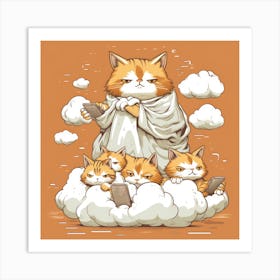 Cat On Cloud Art Print