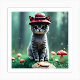 Cat In A Hat Art Print