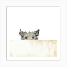 Dog Peeking Over The Wall 34 Art Print