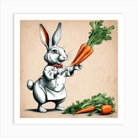 Rabbit Holding Carrots 4 Art Print