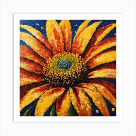 Pointillist on canvas "Flower of Daisies" Art Print