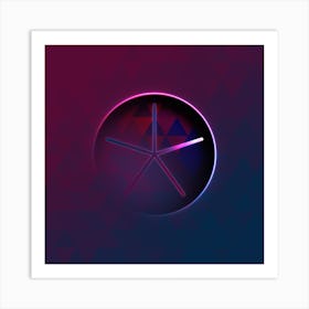 Geometric Neon Glyph on Jewel Tone Triangle Pattern 249 Art Print