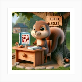 Squirrel selling a Book 1 Art Print