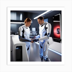 Futuristic Man And Woman 8 Art Print