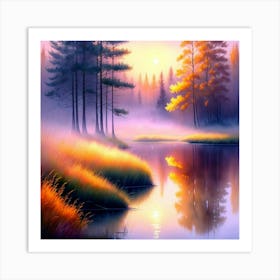 Sunrise At The Lake 1 Art Print