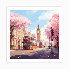 London Cherry Blossoms Art Print