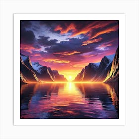 Fjord Sunset Art Print