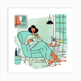 Illustration Of A Woman In A Chair Art Print