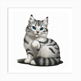 Cat With Blue Eyes 2 Art Print