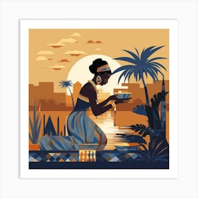 Egyptian Woman Drinking Tea Art Print