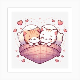 Valentine's Day Lovely Cat Couple 12 Art Print