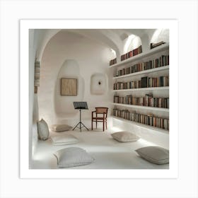 Library In Santorini Art Print