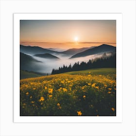 Sunrise In The Mountains 1 Art Print