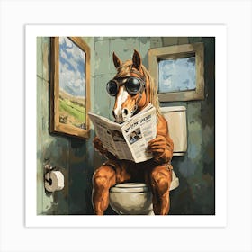 Horse Reading Newspaper 4 Art Print