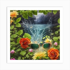 Roses And Sunglasses Art Print