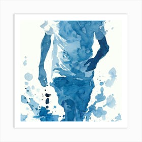 Runner In Blue Watercolor Art Print