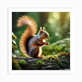 Red Squirrel In The Forest 38 Art Print