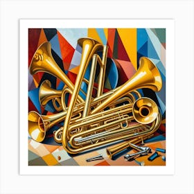 Trombones Cubism Style Art Print