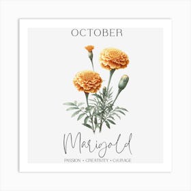 Marigold October Birthday Art Print