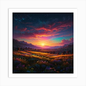 Sunset In The Meadow 9 Art Print