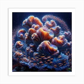 Coral Reef: Living Sculptures, Biomorphic Blooms in Prismatic Hues Art Print