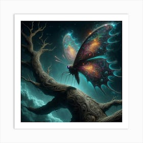 Butterfly On A Tree Art Print