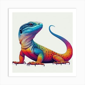 Rainbow Lizard 3/4 (scales gecko colourful cute pet dragon tropical exotic) Art Print