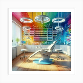 A colorful, modern interior design of a beauty salon or spa. Art Print