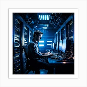 A Cutting Edge Server Room Filled To The Brim With Sleek High Tech Equipment Humming With Energy 2 1 Art Print