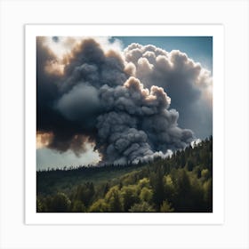 Smoke Billowing From A Forest 1 Art Print