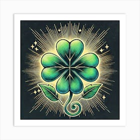 Tattoo Four Leaf Clover 2 Art Print