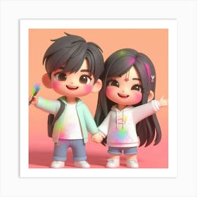 Holi Couple 17 Art Print