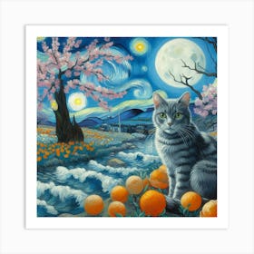 Cat In The Oranges Art Print